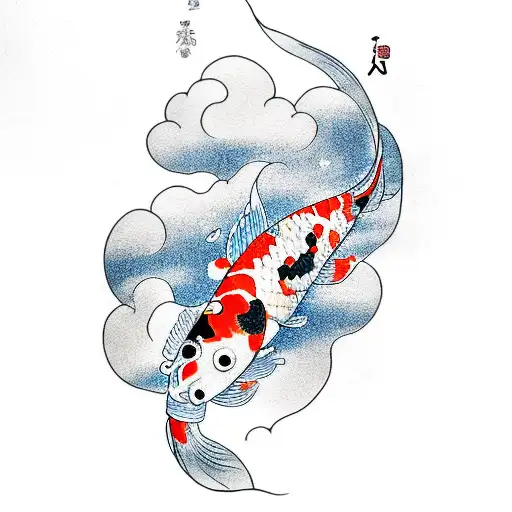 Koi Fish With Japanese Clouds