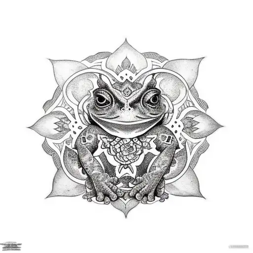 Bufo Alvarius With Lotus Flower