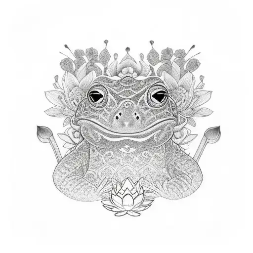 Bufo Alvarius With Lotus Flower