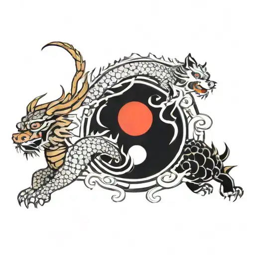 Dragon And Tiger Symbolizing Yin Yang