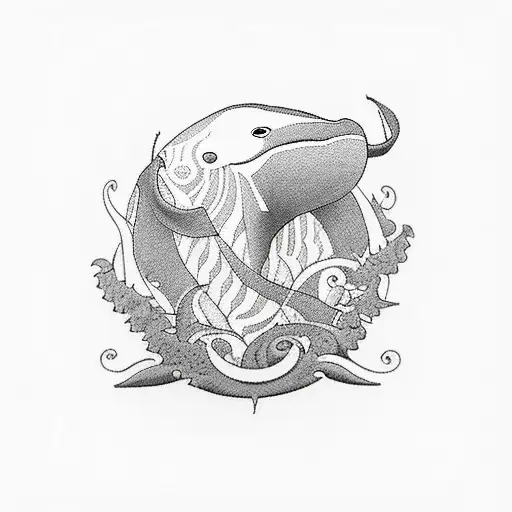 A Powerful Silhouette Of A Freedom Fighter With A Whale Emerging From Its Chest