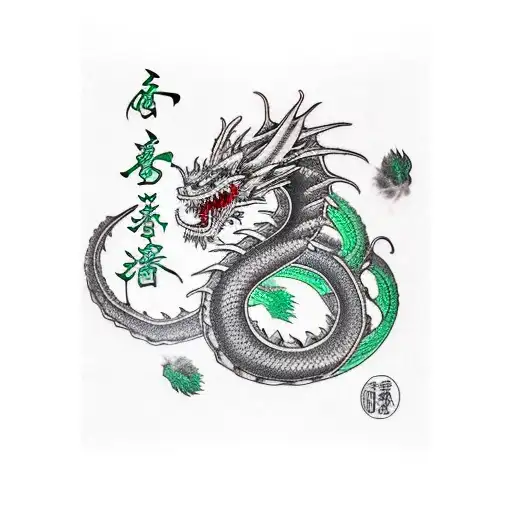 Black And Green Dragon Full Sleeve