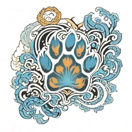 Paw Surrounded With Blue Fire