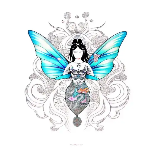 Butterfly Fairy Mermaid Symmetrical