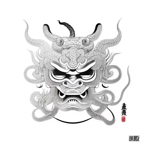 Oni Mask With Snake