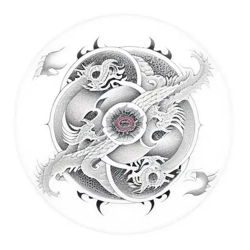 Big Dragon Yin And Yang With Number 22