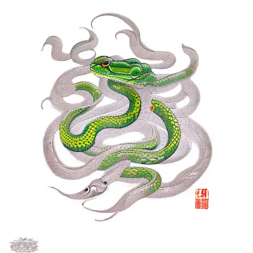Woman With Green Snake