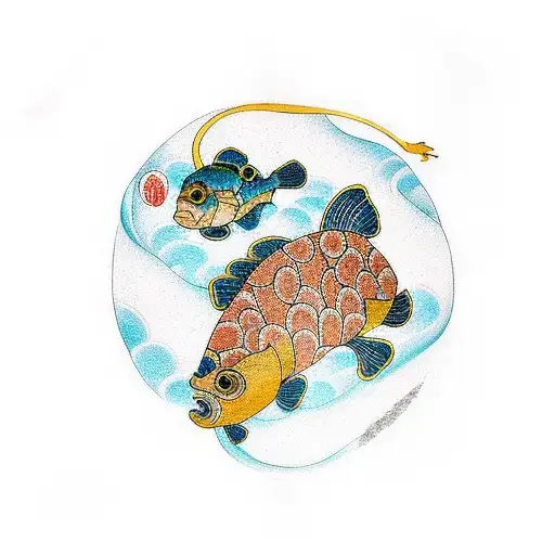 Gold Fish With A Lady