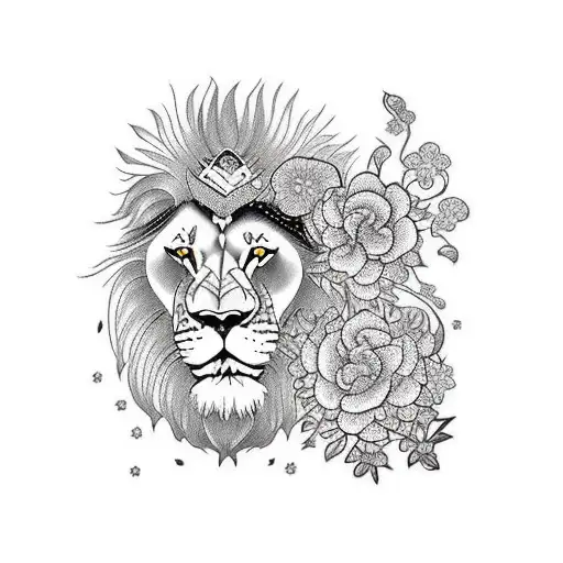 Lion With Flowers