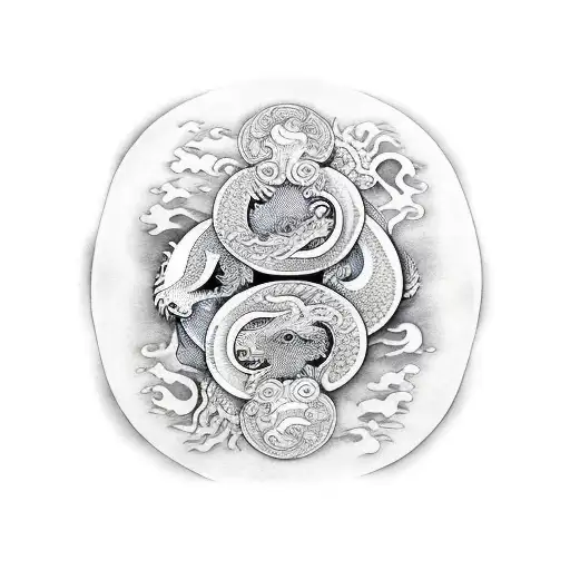 Lion And Dragon Ying Yang