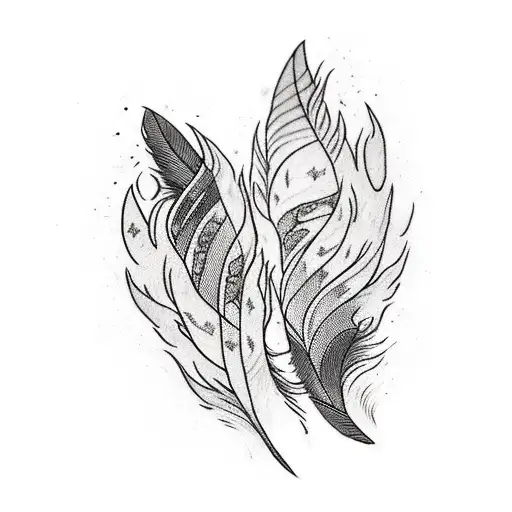 Pair Of Feathers From Xayah And Rakan From League Of Legends Featuring Fire Tints