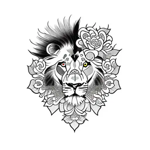 Lion With Flowers