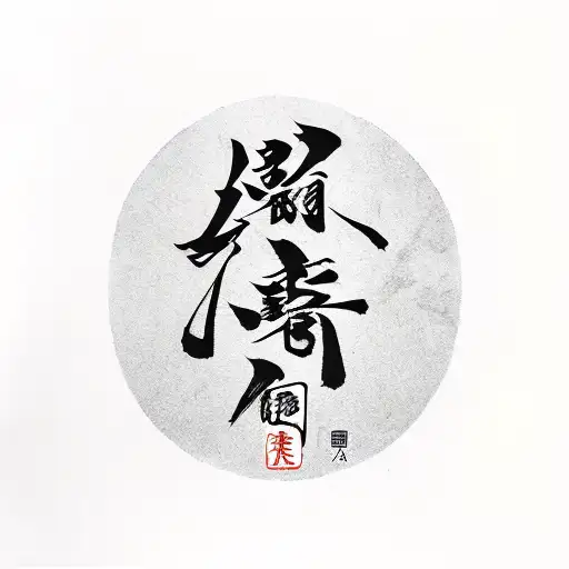 Japanese Calligraphy Of A Taoist Quote With A Shakuhachi Flute