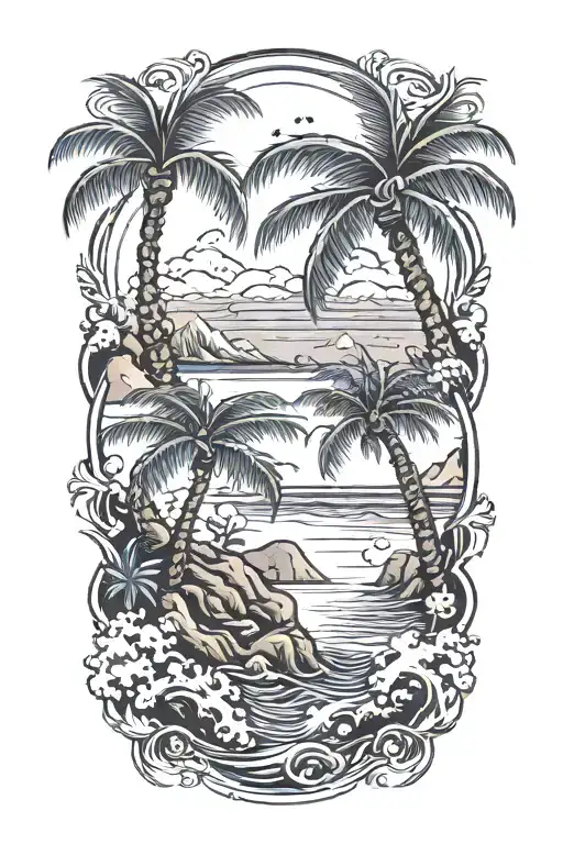 Palm Trees And The Beach