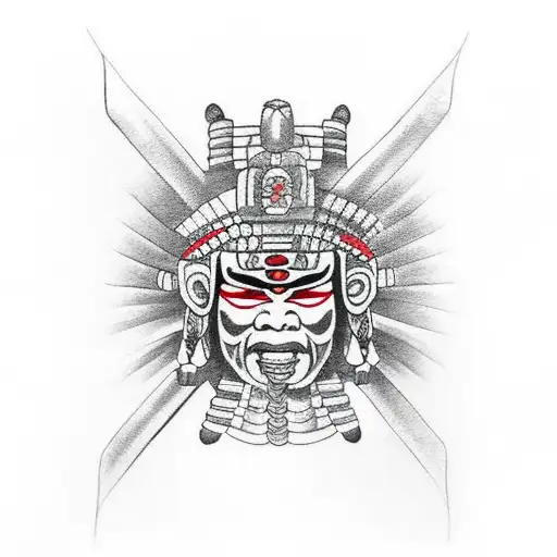 Mayan Warrior With Japanese Colors