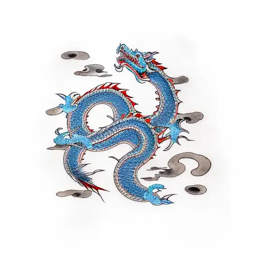 Dragon And Sea Waves