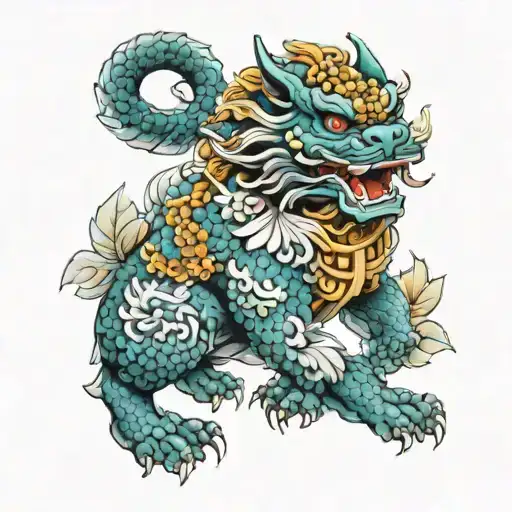Foo Dog With Air Flow And Leaves