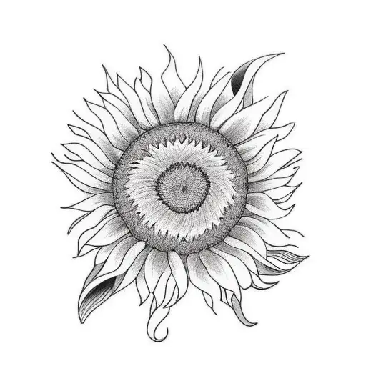 Sunflower On Stem Single Line