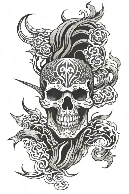 Tribal Skull Leg Sleeve