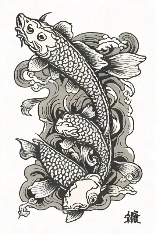 2 Koi Fish Swimming