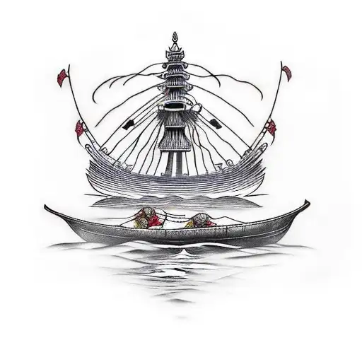 Vikings Boat On Fire