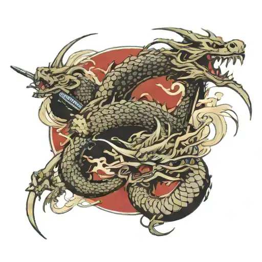Katana And Dragon