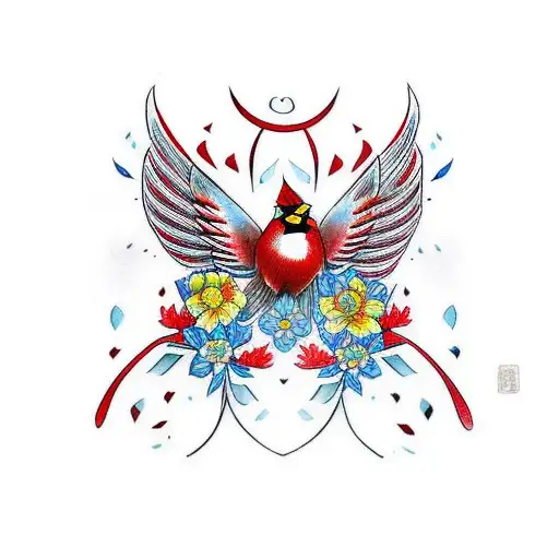 Cardinal And Blue Butterfly