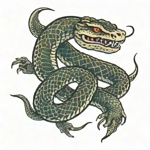 Viper Snake Tattoo Looking At A Direction While Moving