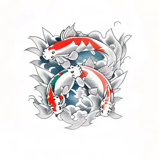 Koi Carp And Friendly Wolf