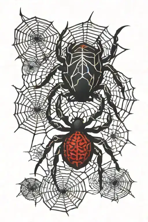 Red Spider Web With A Spider