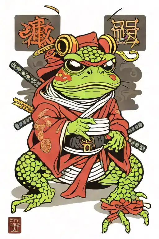 A Frog Dressed Up Like A Ronin Samurai