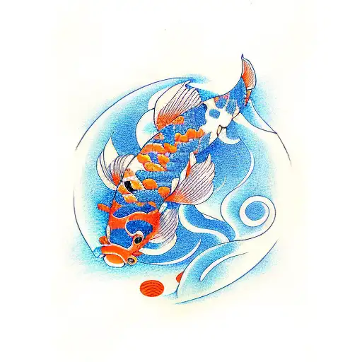 Koi Fish Orange And Blue