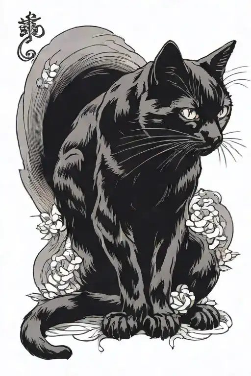 Black Cat Sitting Alone