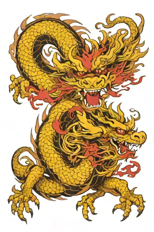 Big Chinese Dragon With The Blood Moon Of Tsukuyomi And The Naruto Kyuubi