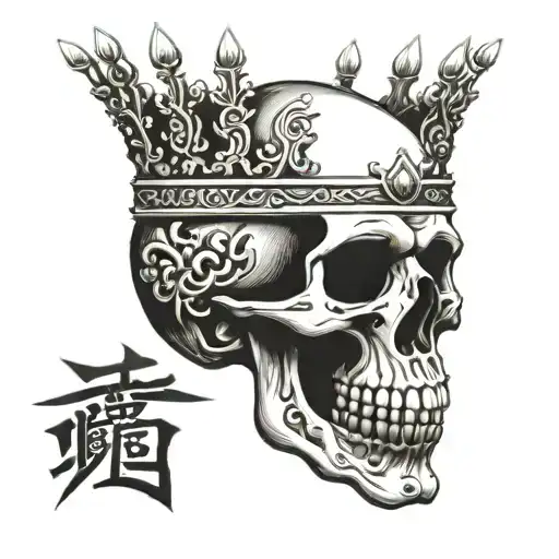 Skull With Crown Written In A Band Even Kings Die