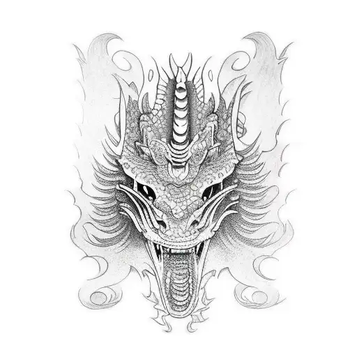 Dragon Hanya Mask And Koi