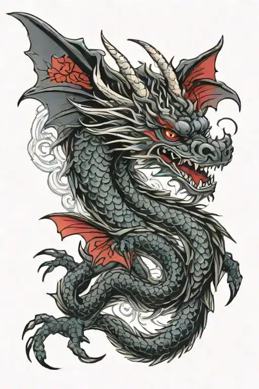 Red Dragon With Wings