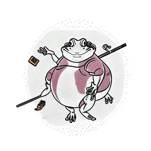 Sumo Frog Smoking On Top Of A Mushroom