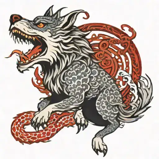 A Wolf With Dragon S Body Shaped Like