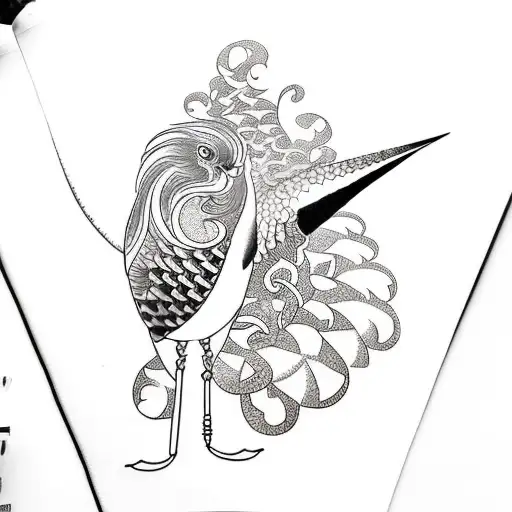 Bird Of Paradise Chasing Fibonacci Sequence On Sand Stone Wall