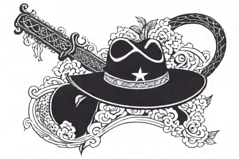 My Dads Signature With A Cowboy Hat Playing