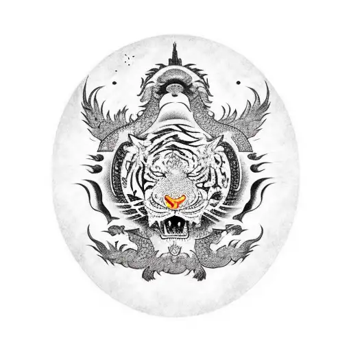 Dragon And Tiger In Space