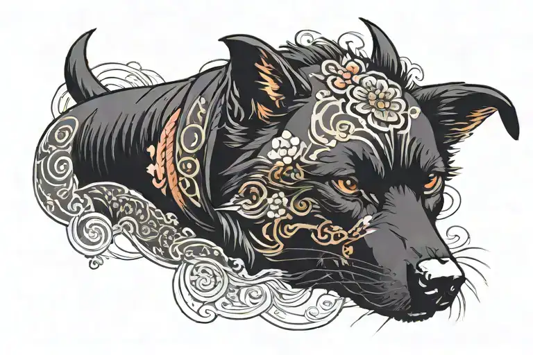 Black Dog Pointed Ears Brown Eyes