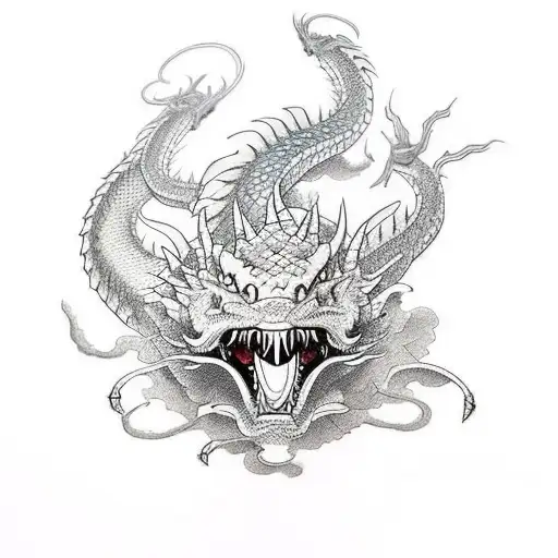 Dragon Fights A Samurai