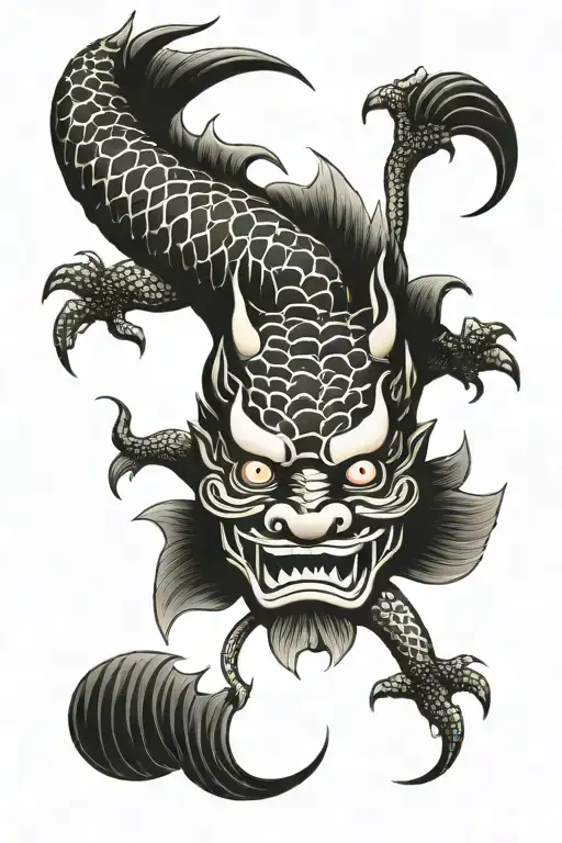 Japanese Mask Hanya Dragon Carp