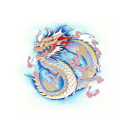 Dragon With Cheery Blossom