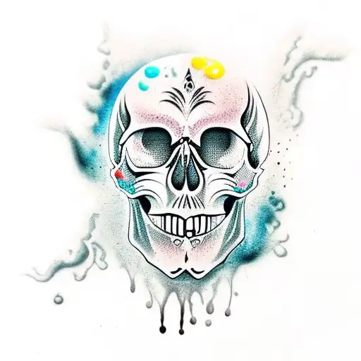 Skull With Liquid Chrome Pouring Onto It