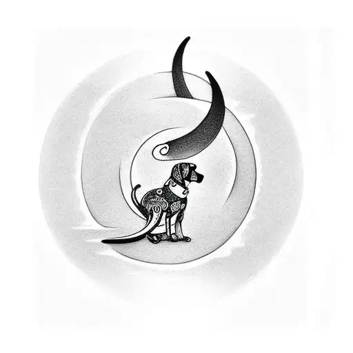 Crescent Moon And Dog