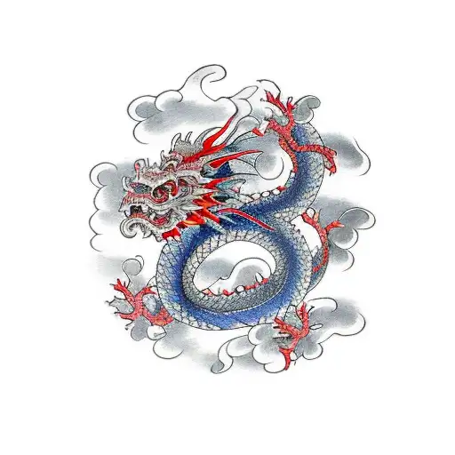 Japanese Dragon Wrapped Around A Cherry Tree