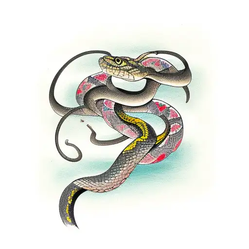 Snake With Flowers